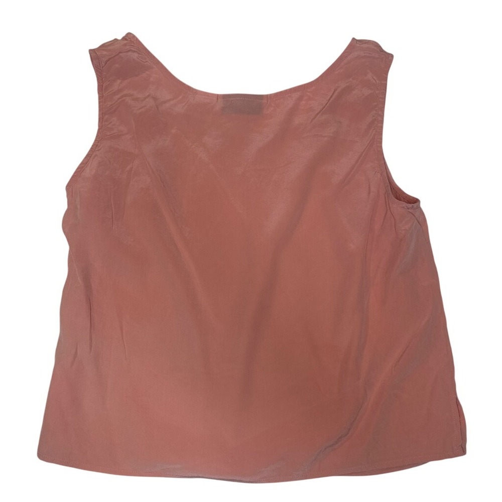 True Vintage Minimalist 100% Silk Tank Top Salmon Pink Scoop Neck Blouse Large - Picture 7 of 7